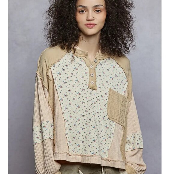 POL Tops - POL Floral Flower Hooded Top Small Vintage Boho Oversized